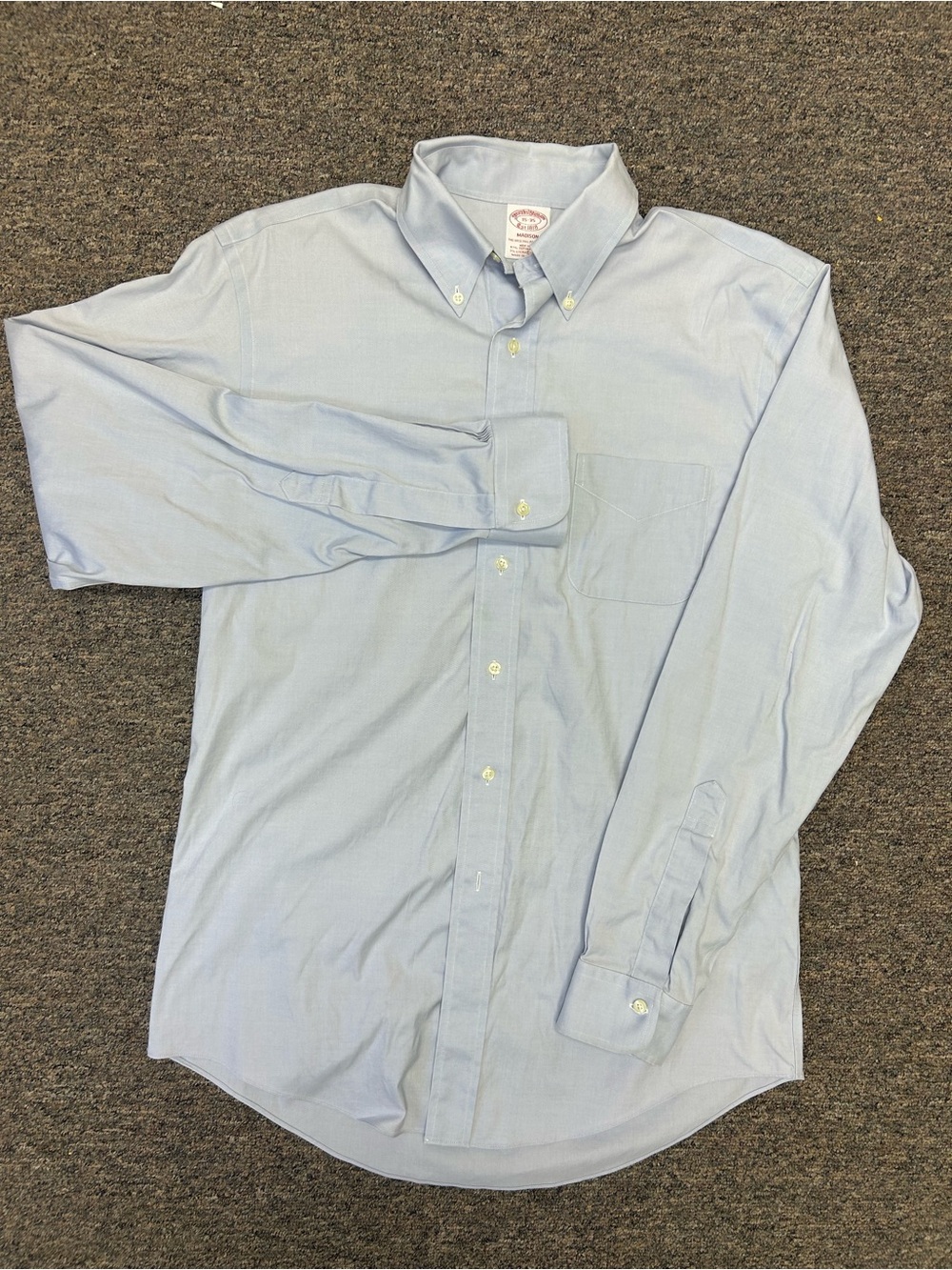 Brooks Brothers Madison Button Down Dress Shirt Oxford Light Blue Non Iron 15-35